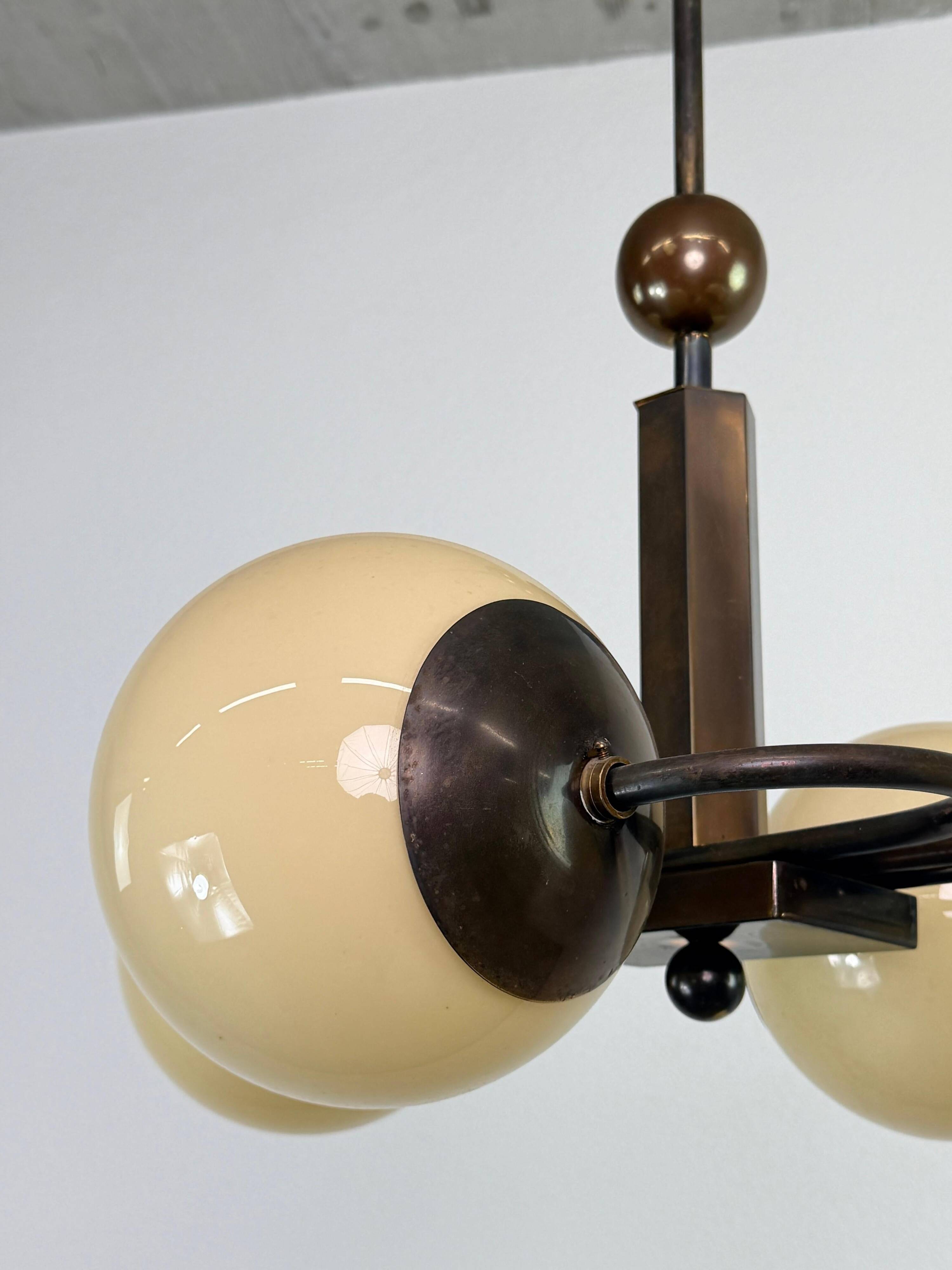 Czechoslovak rondocubist / Geometric Art Deco pendant lamp