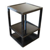 Pedestal table or side table Black smoked glass Three levels