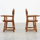 Pair of 2 Rustic carved oak side chairs, Spain ca. 1900