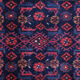 Long Vintage Persian Hamadan Rug, Traditional Oriental Blue Wool Runner 117x425cm