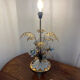 Tablelamp with brass leaves and ceramic flowers hollywood regency