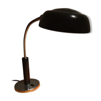 Lampe à poser noir et métal chromé, années 60