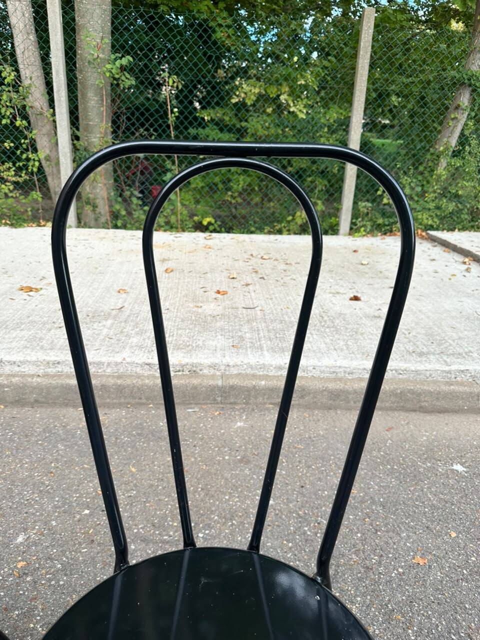 Pair of vintage bistro chairs in black metal — Terrace & Balcony
