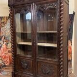 Renaissance style hunting lodge library in carved oak circa