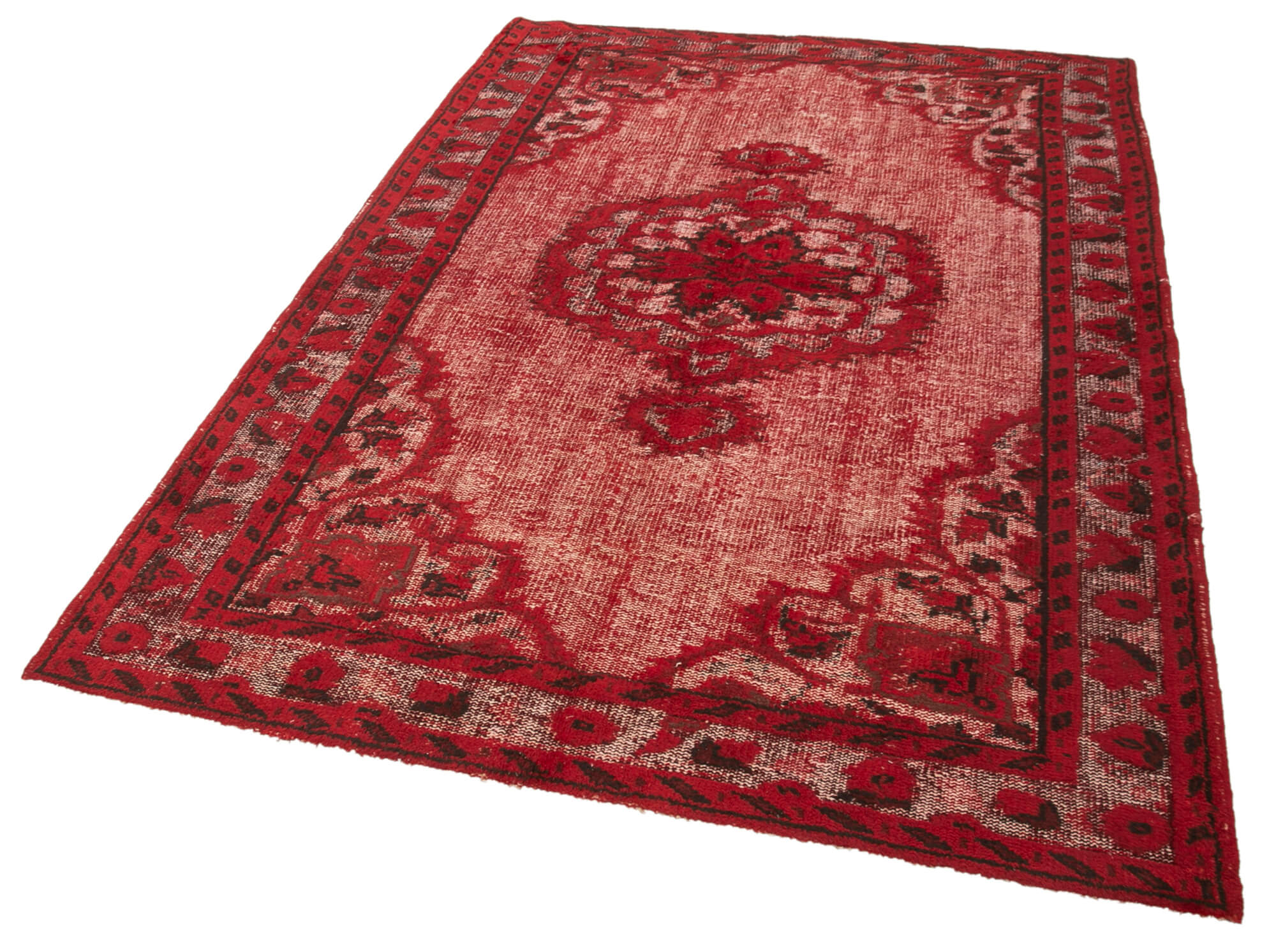 Handmade bohemian turkish 1980s 157 cm x 236 cm red carpet