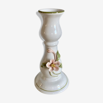 Candlestick in earthenware decorated flower dabsin