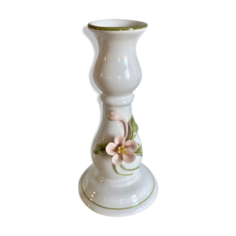 Candlestick in earthenware decorated flower dabsin