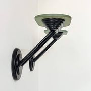 Pair of vintage wall lights in black metal and frosted glass, Italy 1980.