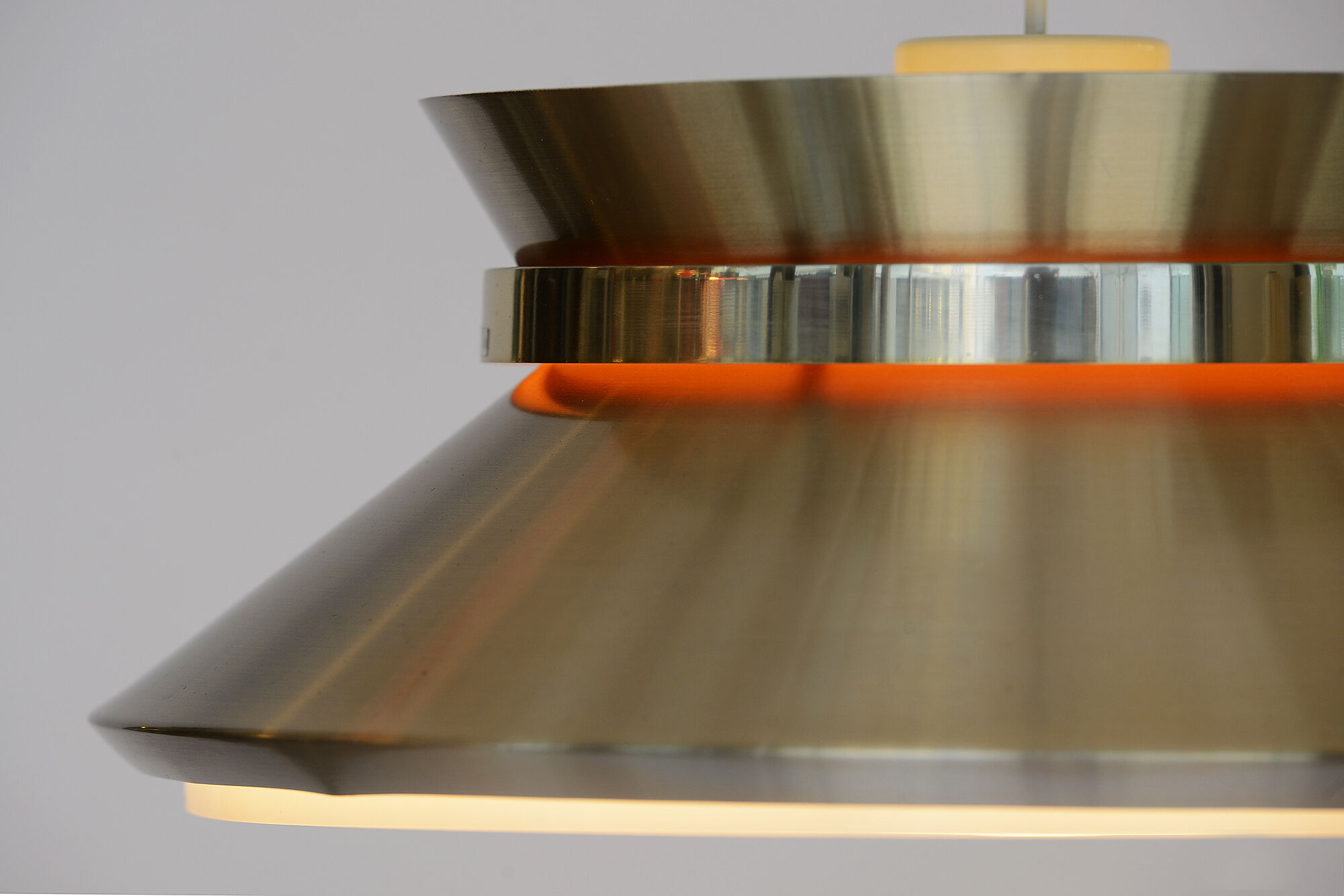 Brass colored aluminium pendant light by Carl Thore for Granhaga Metall. Sweden 1970s.
