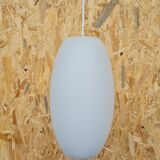 Oval pendant light in white opaline 1960
