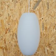 Oval pendant light in white opaline 1960