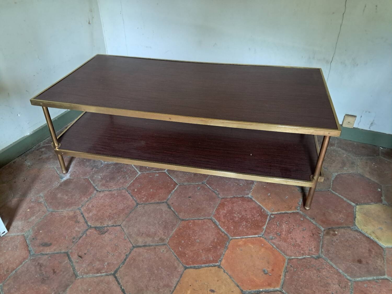 Formica and brass coffee table