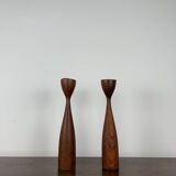 Teak candlestick duo, 1960