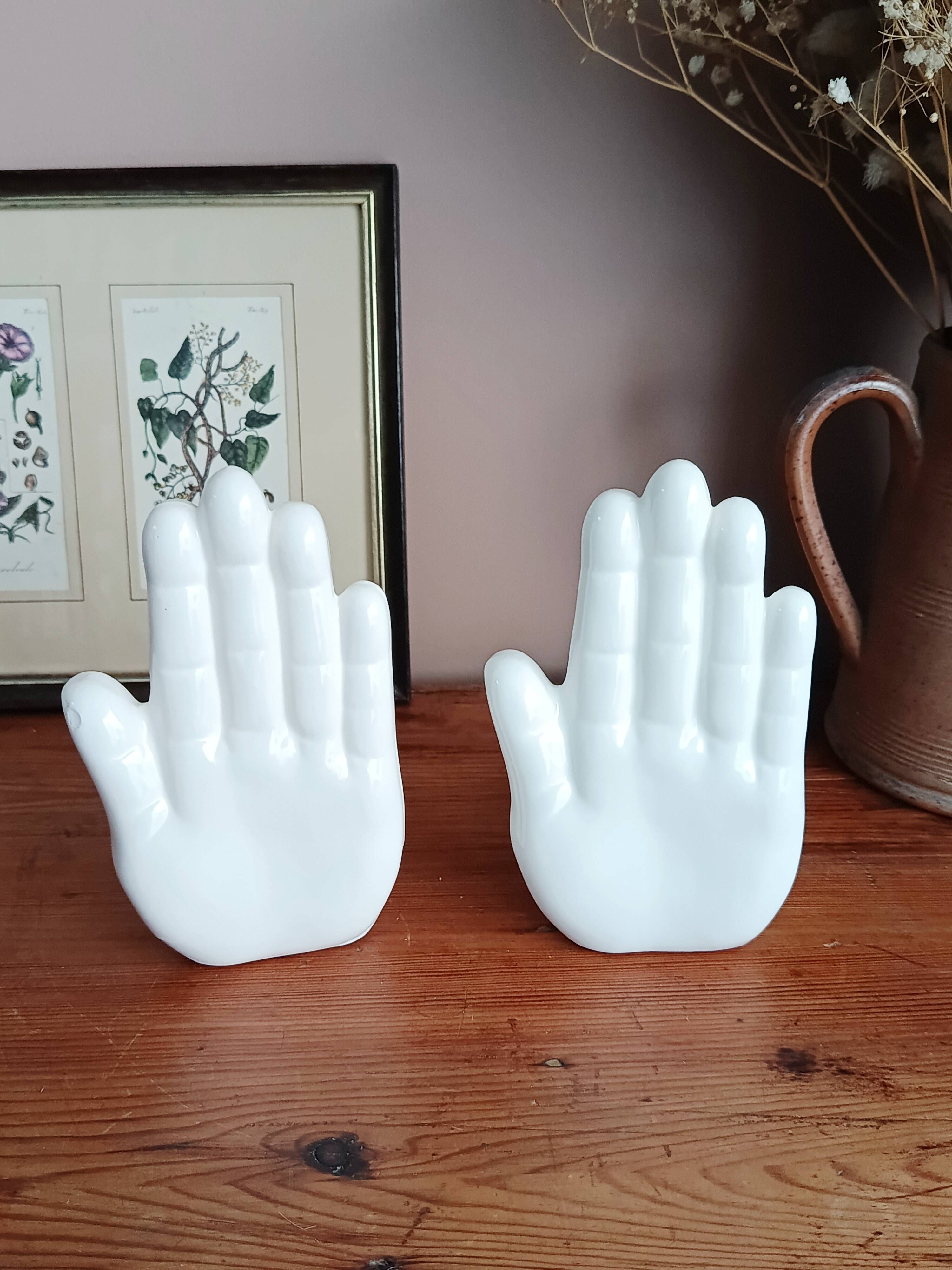 Ceramic hand bookends