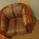 Red rattan and bamboo armchair, Maugrion salon