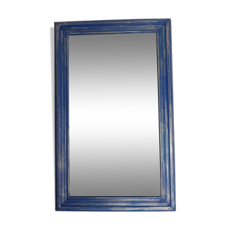 Old rectangular mirror, blue and silver patina, 46 cm