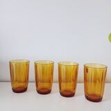 Lot de 4 verres à eau en verre ambré