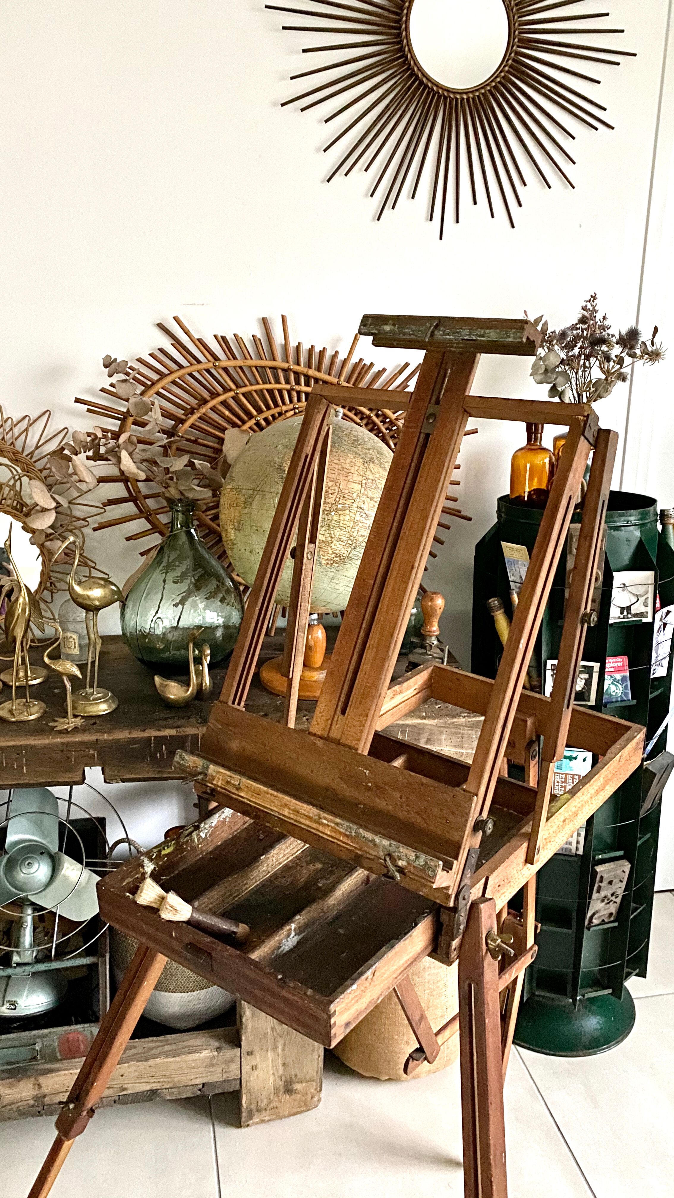 Old collapsible wooden painter's easel