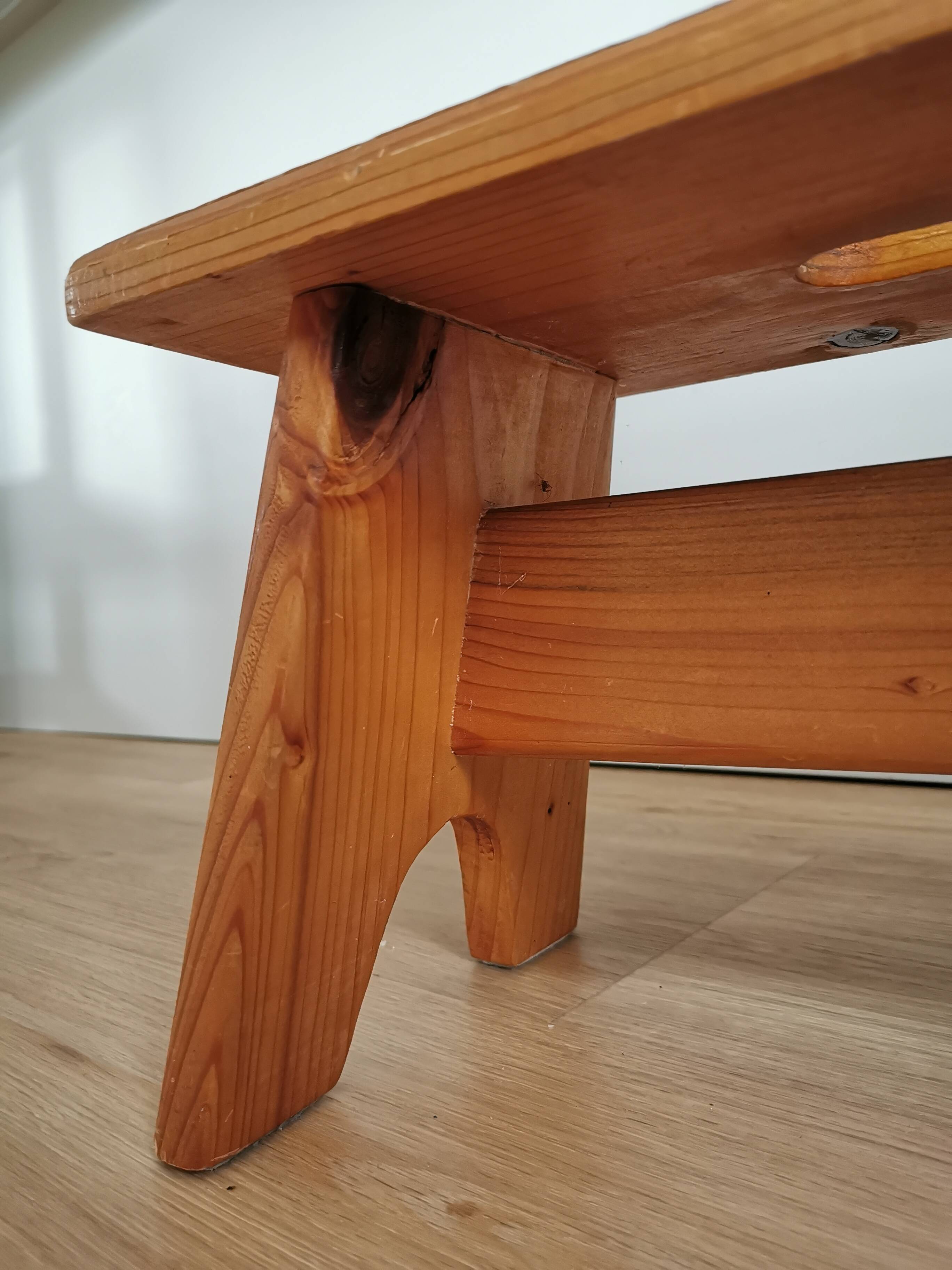 Vintage Hand-Painted Wooden Footstool: Yugoslavian Folk Art Decor