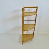Corner shelf in bamboo rattan 60s 70s