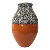 Orange glazed fat lava oval vase by Trude Carstens for Carstens Tönnieshof West Germany