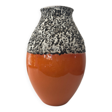 Orange glazed fat lava oval vase by Trude Carstens for Carstens Tönnieshof West Germany