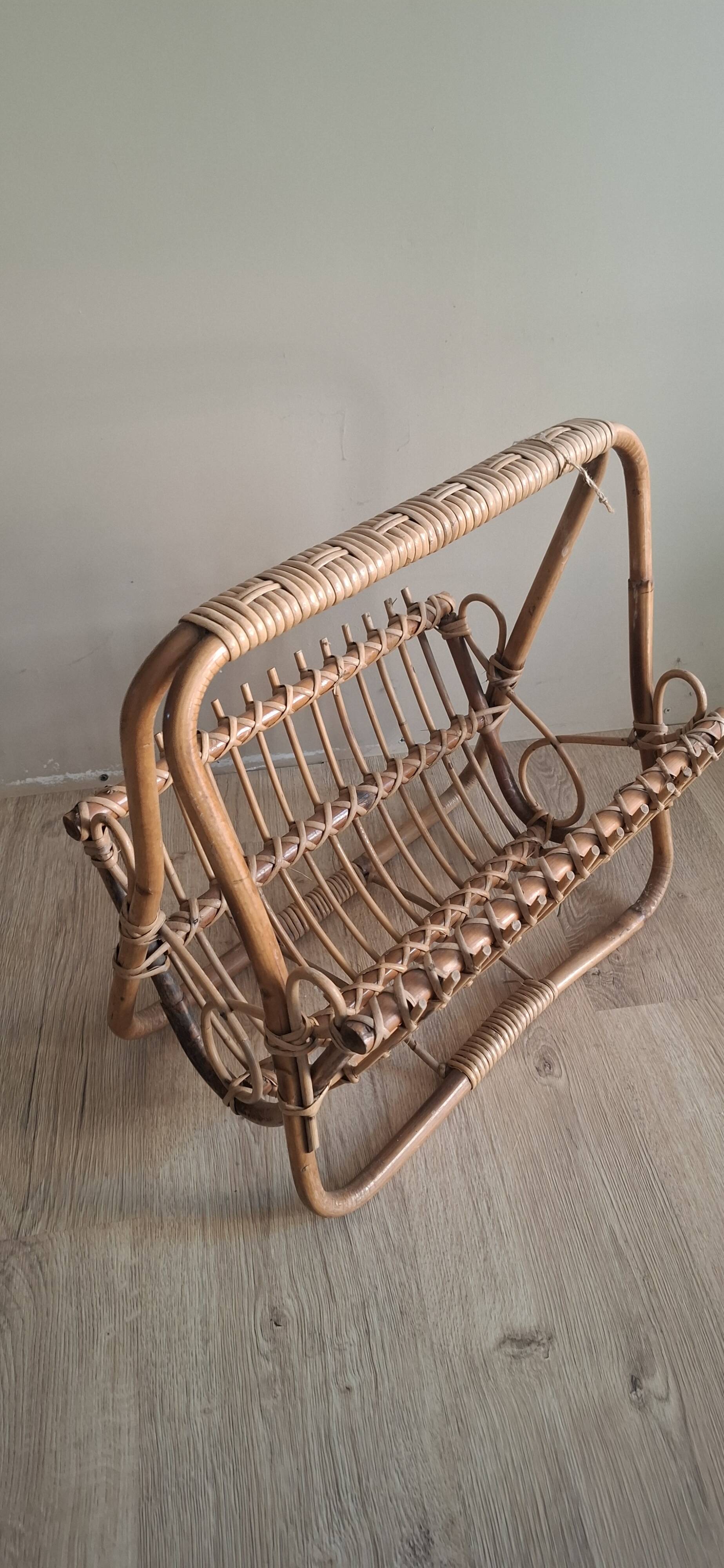 Rattan magazine rack