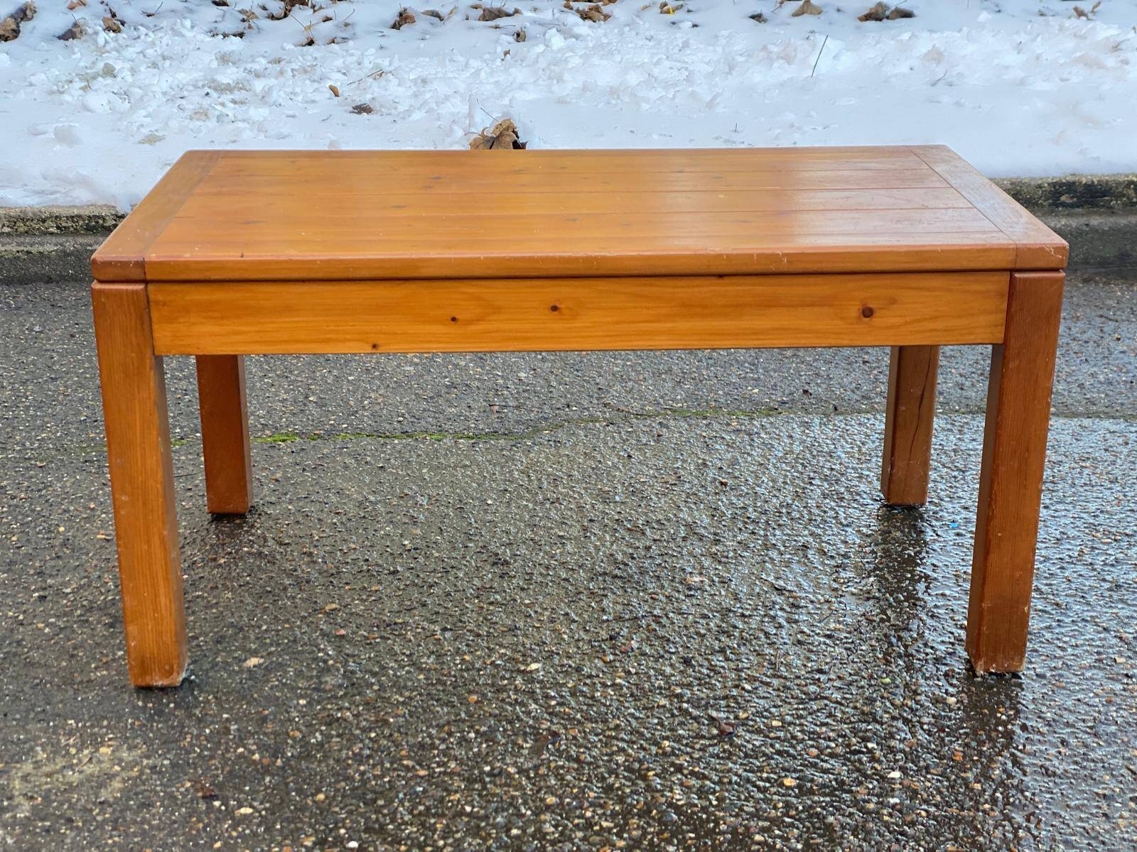 Rectangular Scandinavian coffee table in solid wood 1950