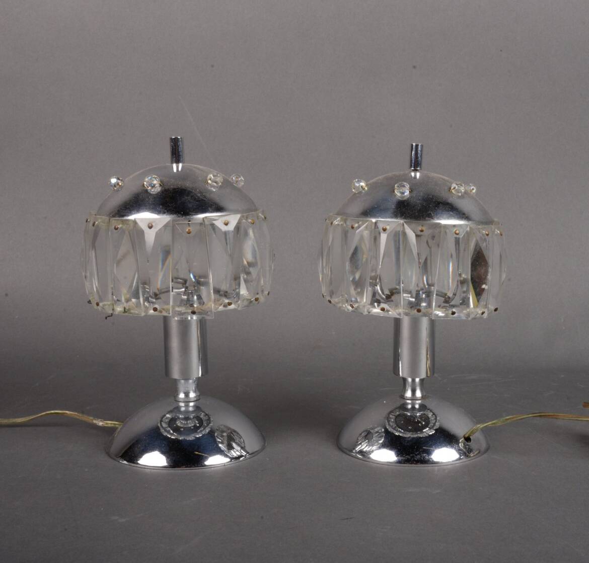 Pair of vintage metal and tassel lamps