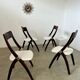 Set of 4 vintage 70s Italian design wooden and terry chairs