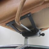 Mid-century vintage high back leather Swivel Armchair with Ottoman, 1970s