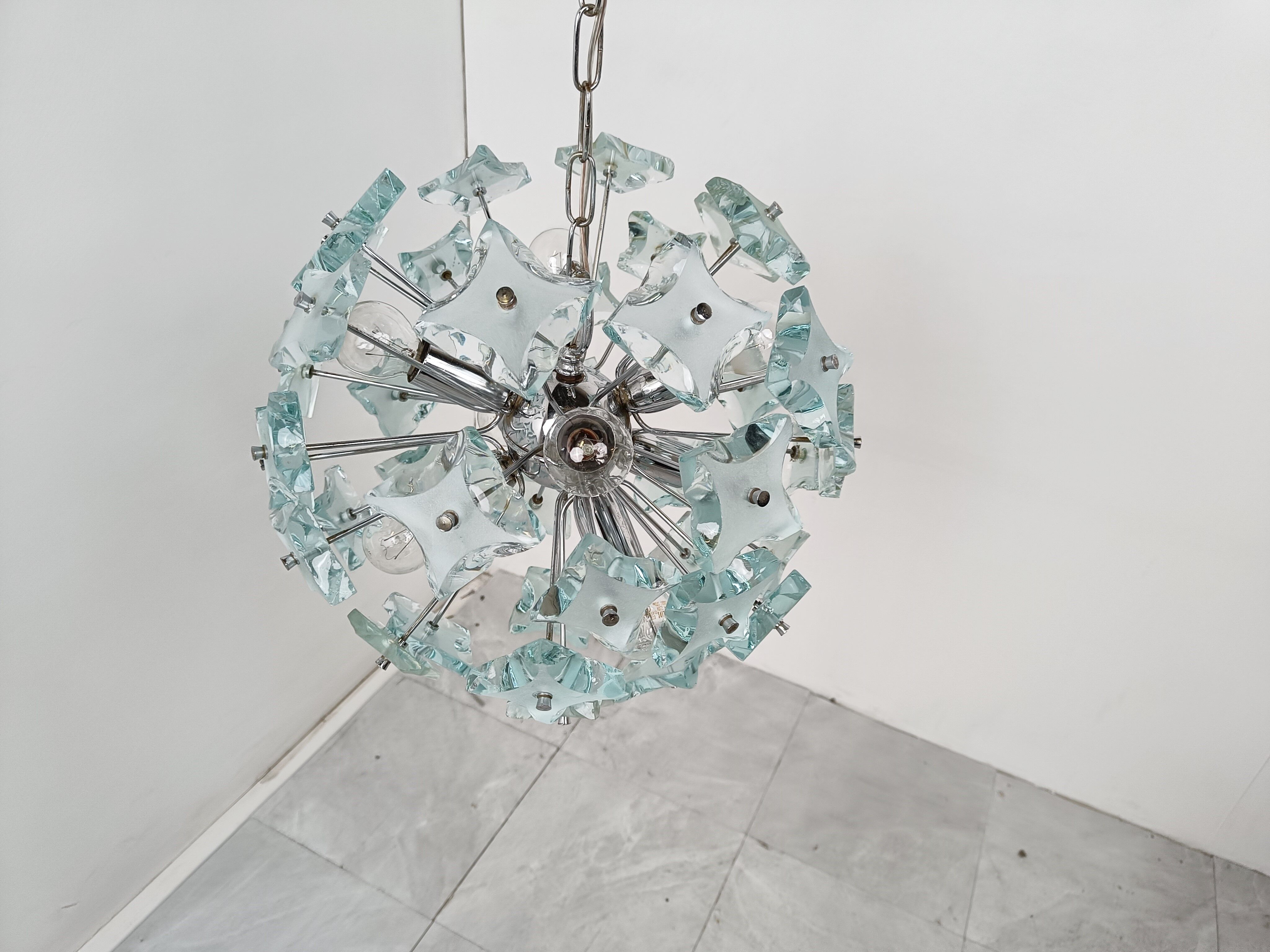 Mid century glass sputnik chandelier, 1970s