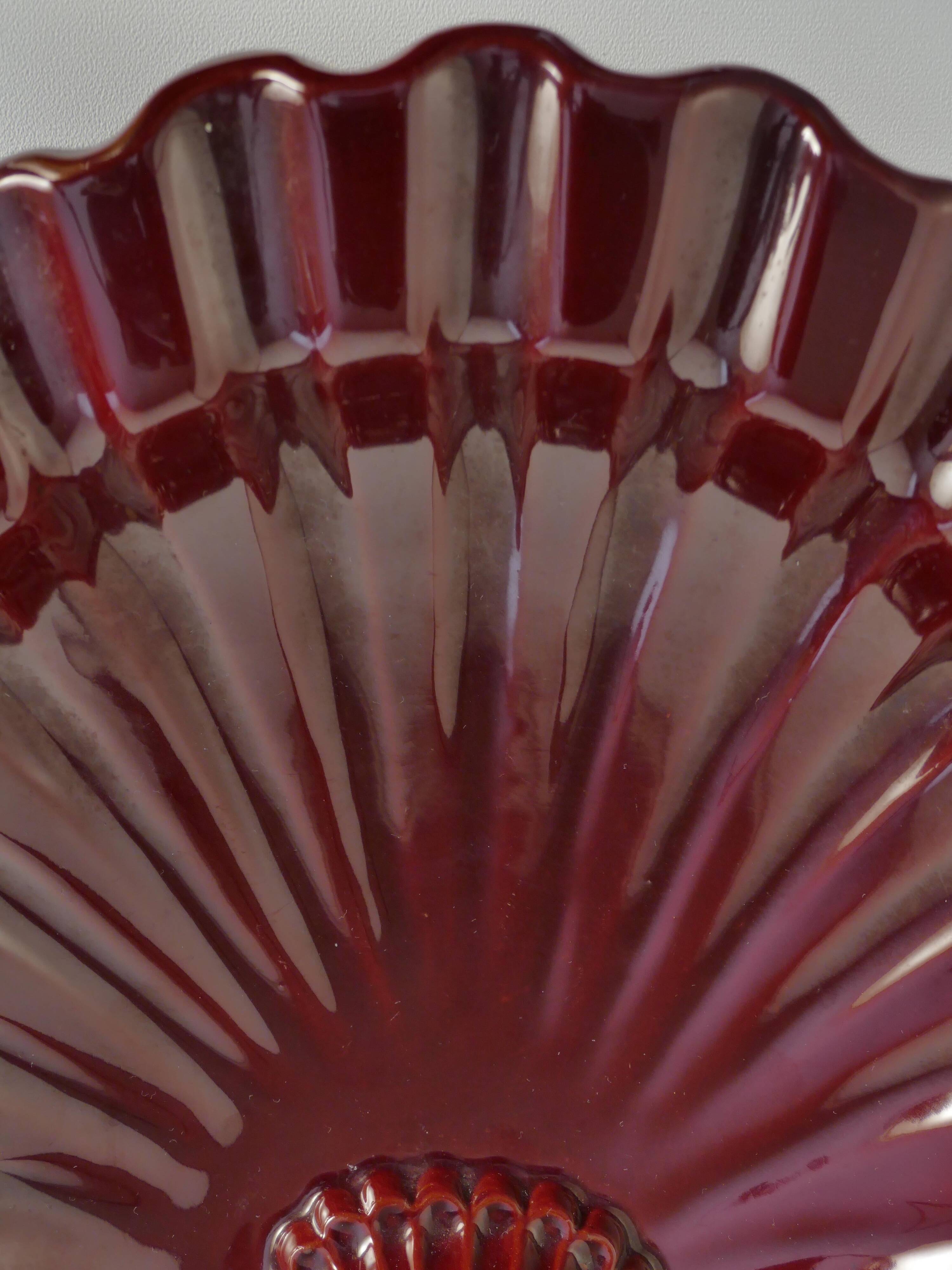 Art Deco Merlot Red Ceramic Vide-Poche by Gabriel Keramik, Sweden 1960s