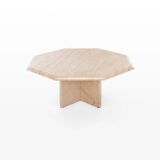 Italian coffee table in travertine with fossils
