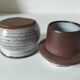 Small water butter dish in glazed stoneware in the Ratilly style.