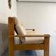 Three-seater canapé in solid oak with Scandinavian design fabric from the 1970s.
