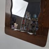 Czechoslovakian wall mirror with a wavy wooden frame, mid-century, 1940s