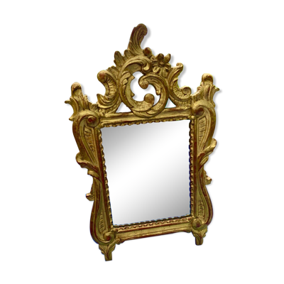 Miroir en bois sculpté et doré a la feuille glace au Mercure, Louis XV XVIIIème