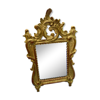 Carved and gilded wooden mirror with mercury ice sheet, Louis XV XVIIIth