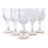 6 crystal stemmed glasses, Cristal d'Arques, Longchamp model