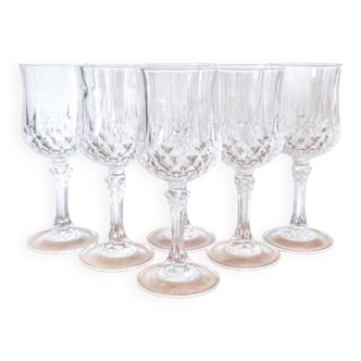 6 crystal stemmed glasses, Cristal d'Arques, Longchamp model