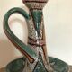 Hand candleholder in enamelled ceramic, polychrome paint, art deco, numbered