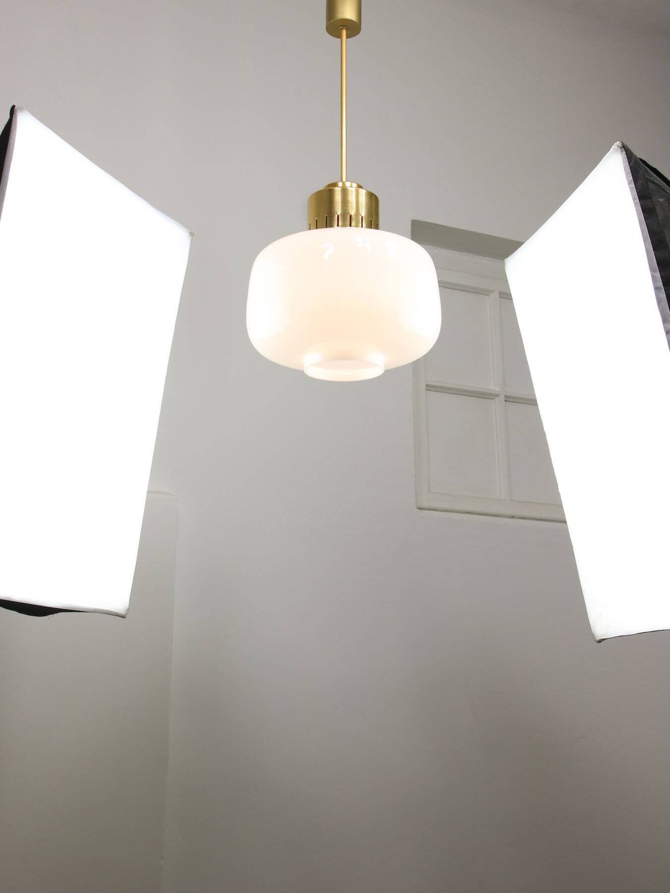 Pair of Mid-Century Opaline Pendant Lamps, 60s