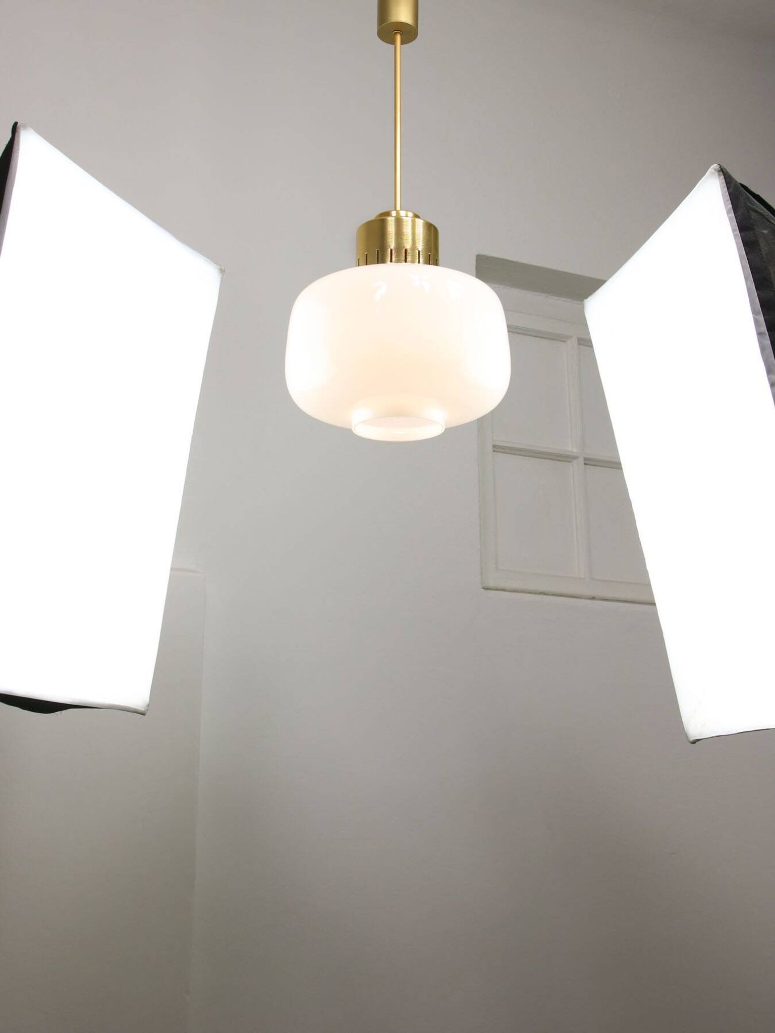 Pair of Mid-Century Opaline Pendant Lamps, 60s