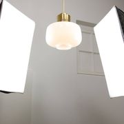 Pair of Mid-Century Opaline Pendant Lamps, 60s