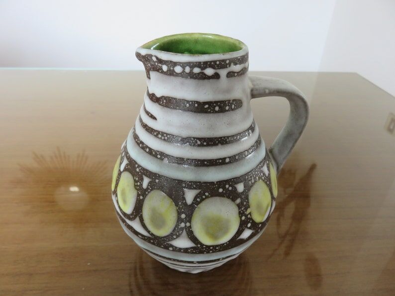 Green and grey ceramic pitcher 60s