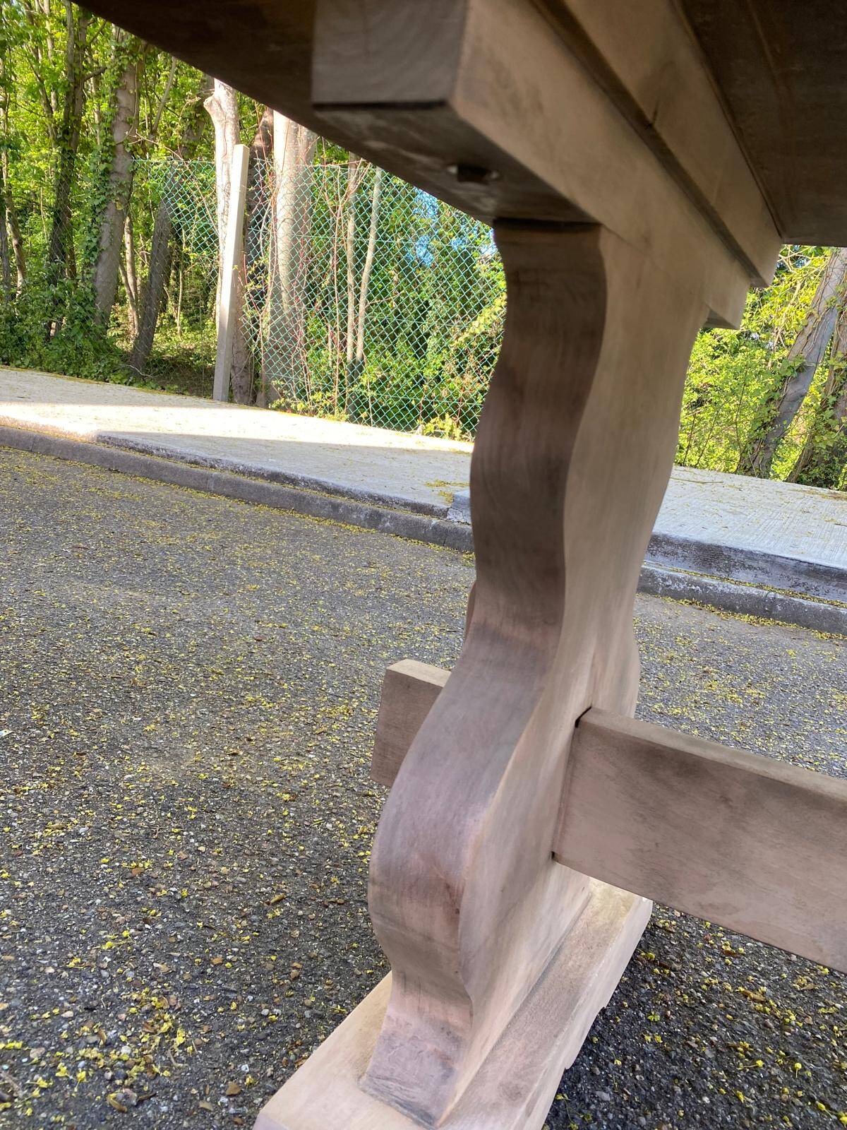 Renovated monastery dining table in ash, 180cm.