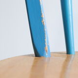 Pair of vintage Scandinavian Windsor chairs with blue bars