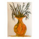 Tableau signé, nature morte « jarre provençale ornée de plantes »