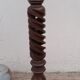 Column in walnut wood twisted in hollow, rustic vintage 60's years height 70 cm